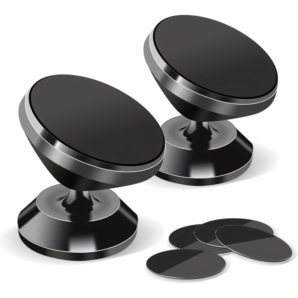 2pcs Magnetic Car Phone Mount Dashboard Holder with 360° Rotation and Metal Plates