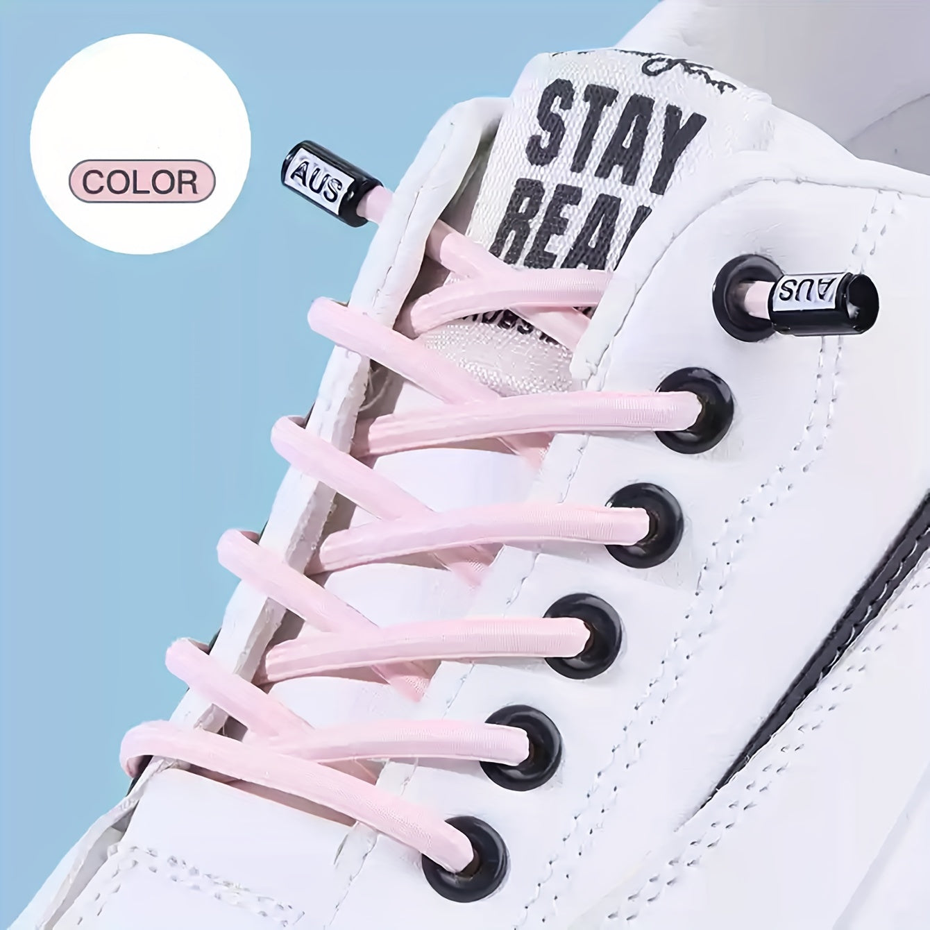 Unisex Elastic No-Tie Shoelaces with Safety Buckle Multicolor Durable Knit