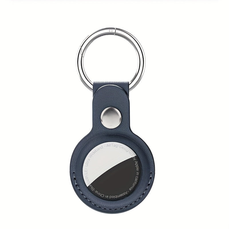 Universal Synthetic Leather AirTag Case with Keychain Black Red Green Yellow