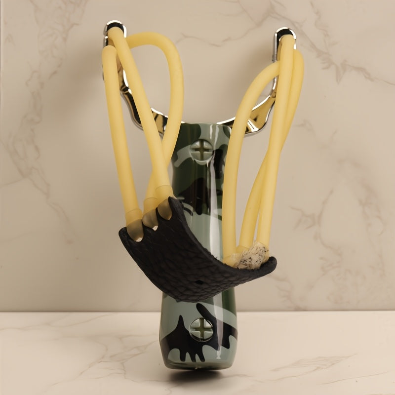 Alloy Slingshot with Plastic Handle Camouflage Design for Outdoor Shooting