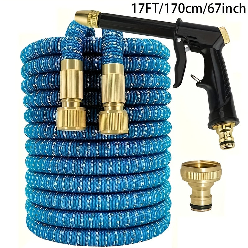 Расширяемый резиновый садовый шланг для полива и мойки автомобиля с универсальными соединителями