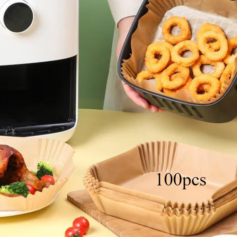 Pack of 100 Non-Stick Baking Parchment Sheets for Air Fryer