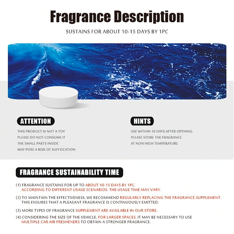 Qattiq avtomobil havo tozalash tabletkalarining almashtirish paketi, konditsioner ventlari uchun