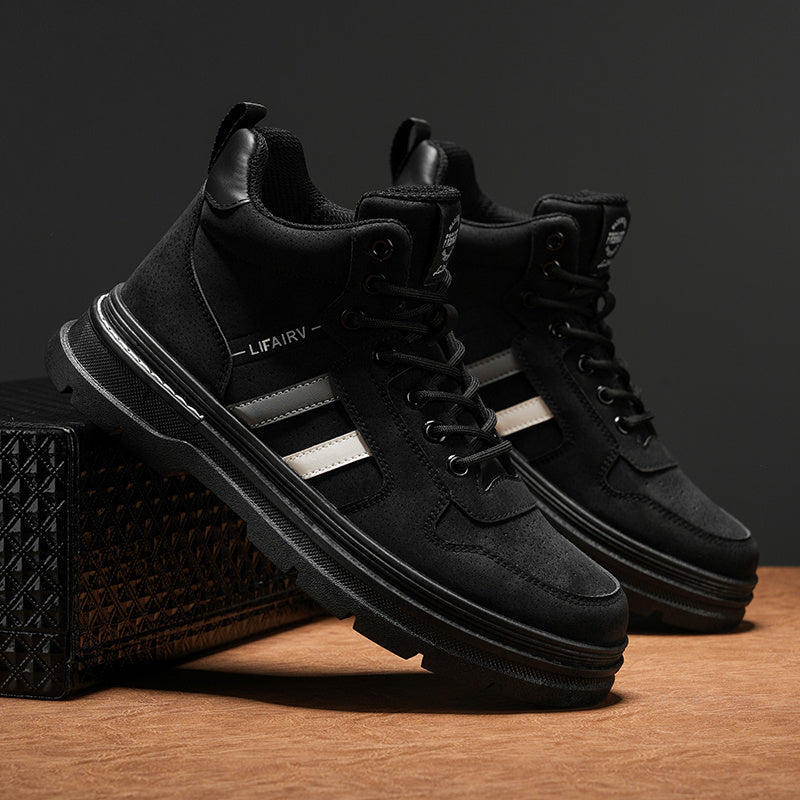 Women's Autumn Leather High-Top Sneakers for Casual Wear