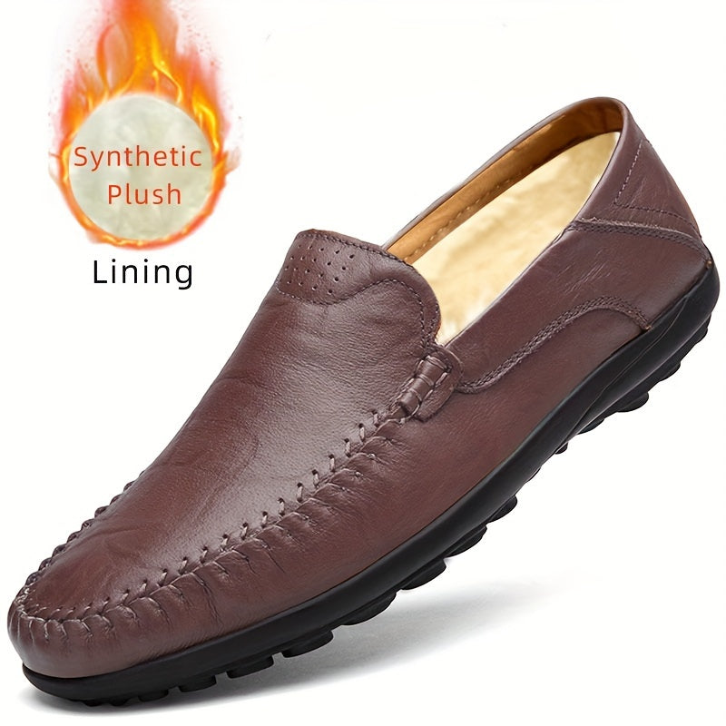Men's Leather Loafer Shoes Casual Slip-On Round Toe for Spring Summer Fall Winter
