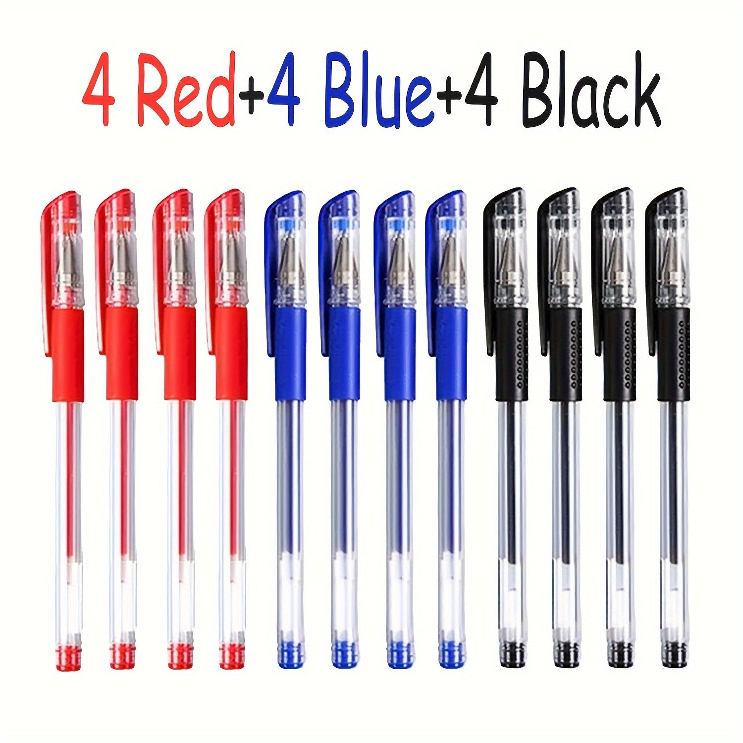 24 Ergonomic Glossy Gel Pens Set 0.5mm Fine Tip Black Blue Red for School Office