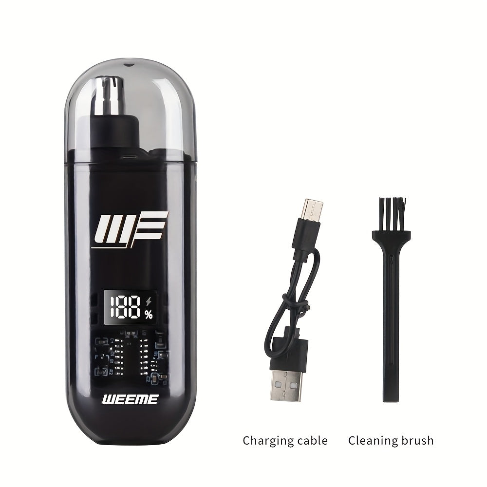 Men's USB Rechargeable Ear and Nose Trimmer with LCD Display in Orange Green Black