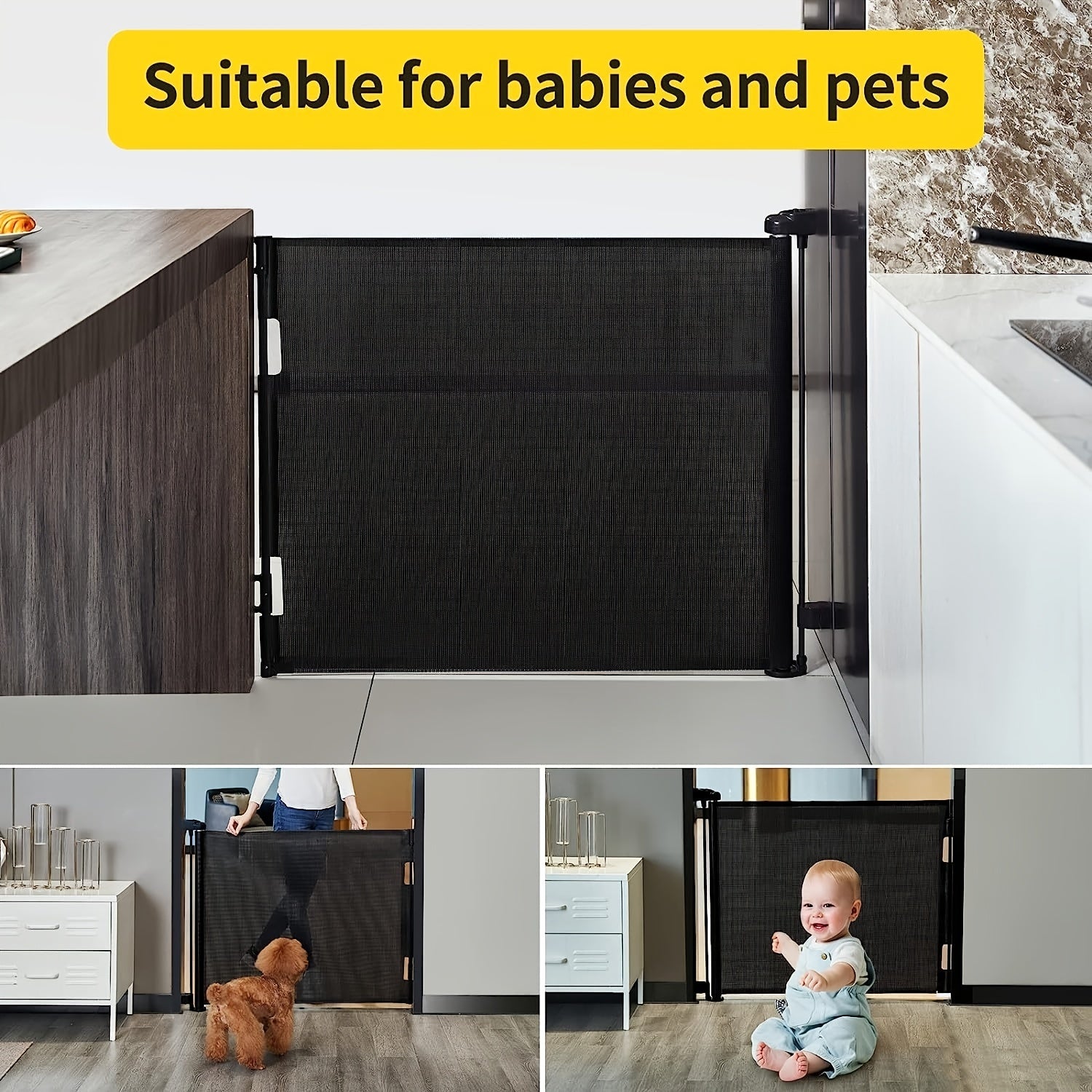 Baby Safety Gate Mesh Retractable Child Gate for Doorways Stairs Indoor Outdoor
