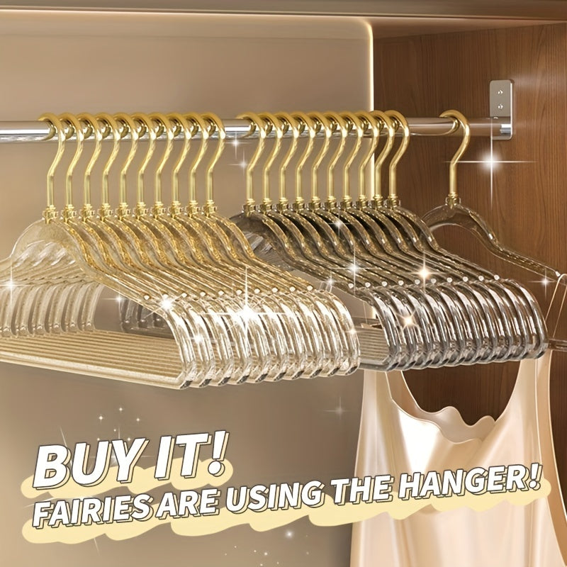 Juego de 20 perchas de plástico transparentes antideslizantes para secar, closet, organización del armario