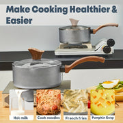 2-Piece Milk Pot Set Non-Stick Maifan Stone Coating 2QT and 3QT Aluminum