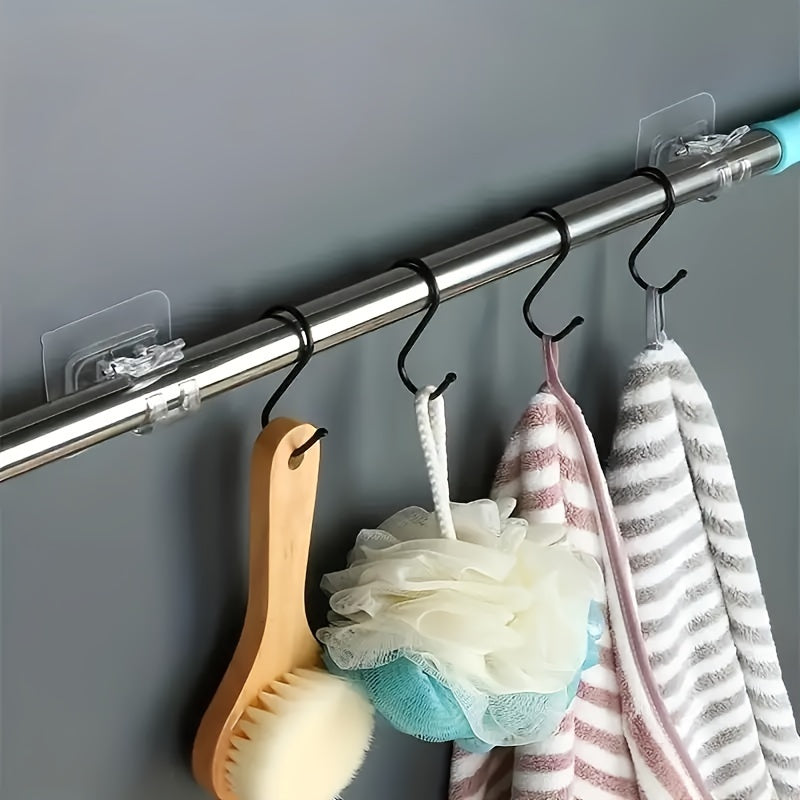 4-Piece Adhesive Hooks for Hanging Curtains in Kitchen and Bathroom