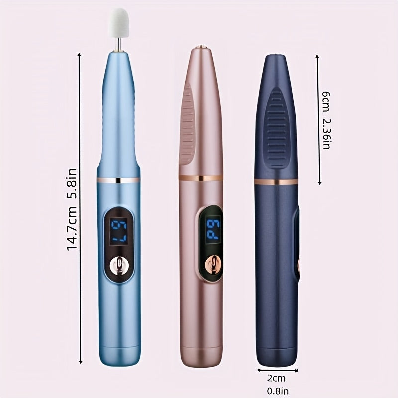 Máquina profesional de limado de uñas con pantalla LCD 15000RPM 11 cabezales de lijado 9 velocidades recargable por USB
