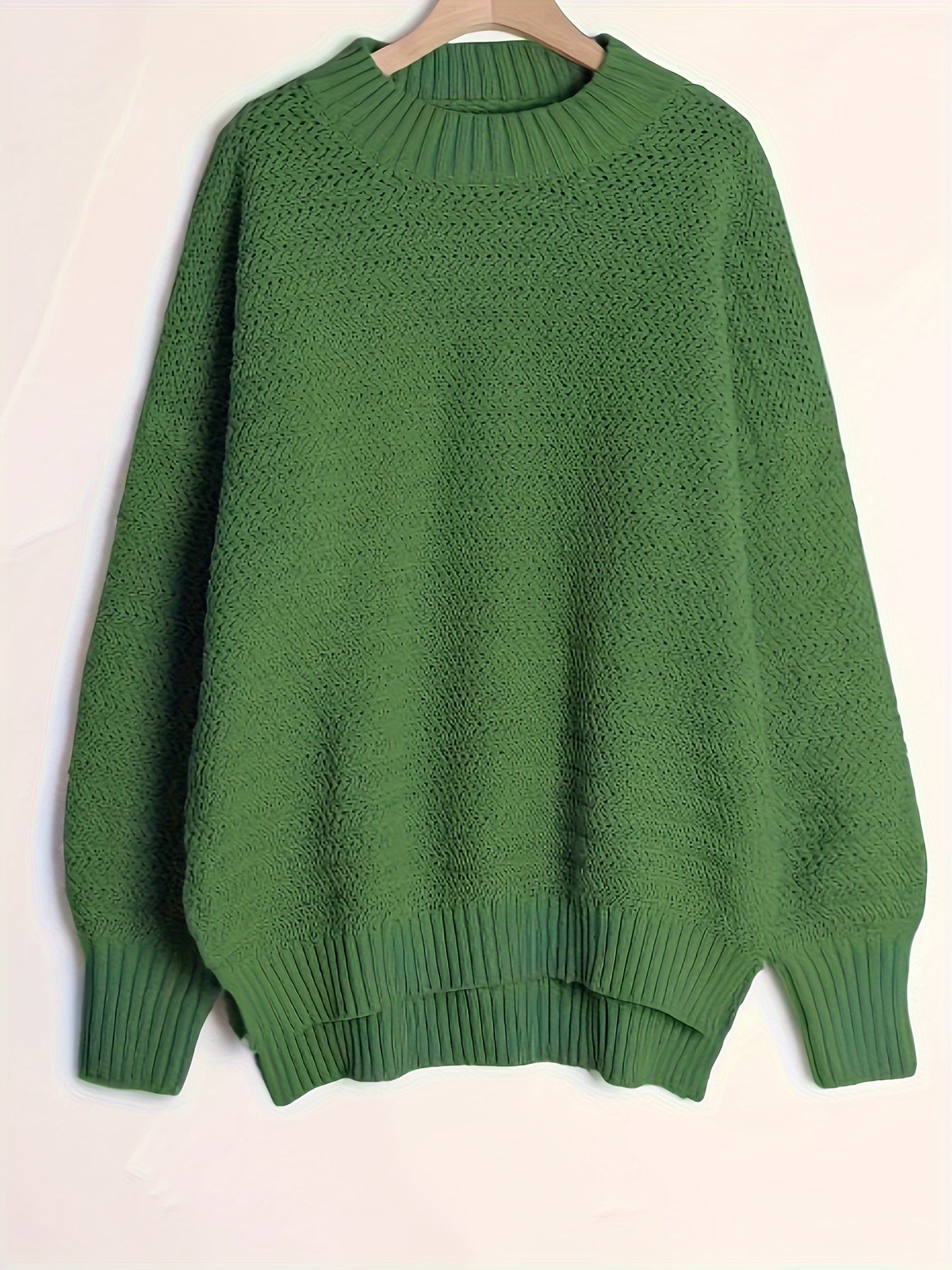 Plus Size Knit Sweater Long Sleeve Crew Neck Casual Fall Winter Women