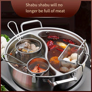 Stainless Steel Hot Pot with Dual Flavors Non-Tainting Soup Separator for Gas and Induction Stovetops