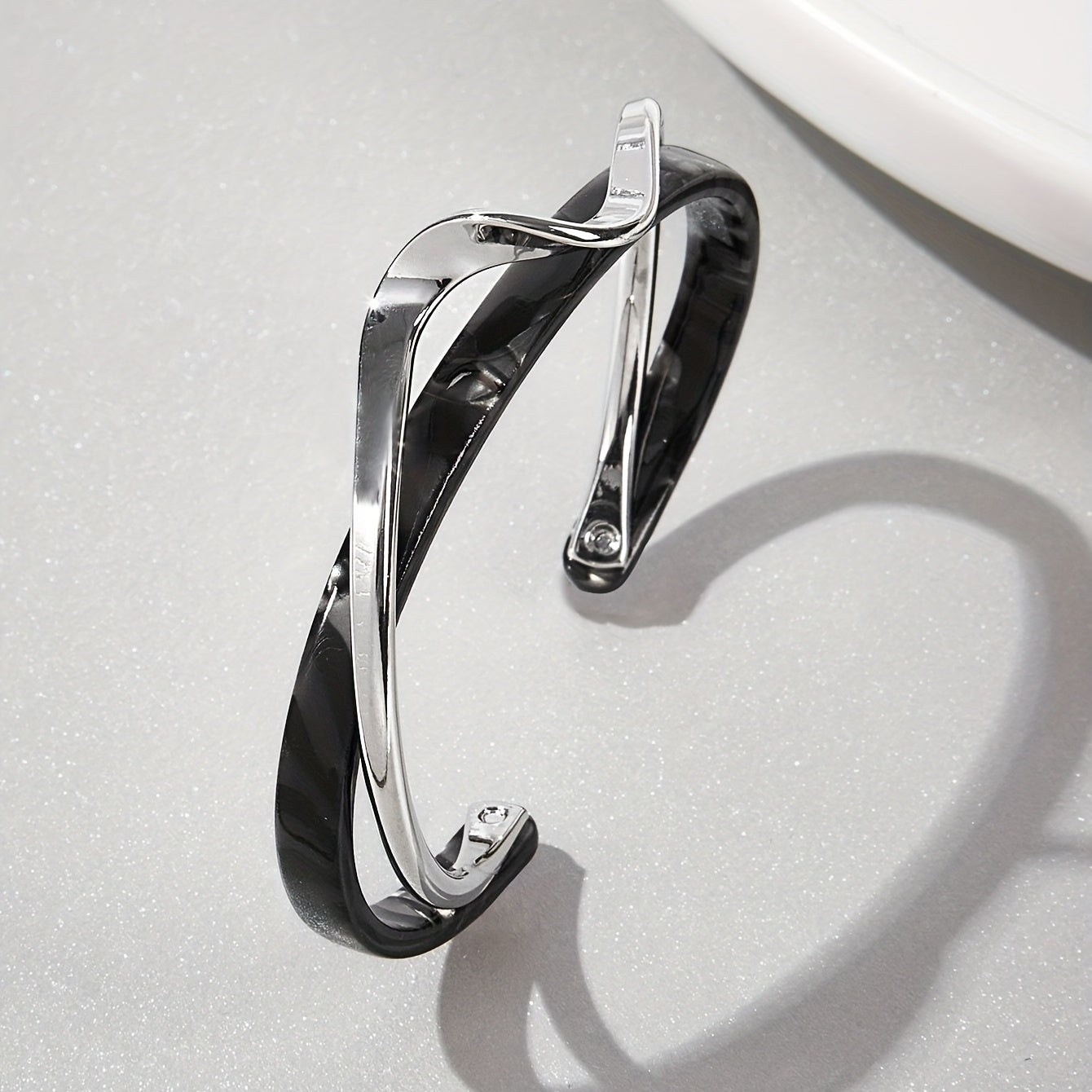 Women's Gold Plated Wave-Shaped Cuff Bangle with Faux Pearl Inlay