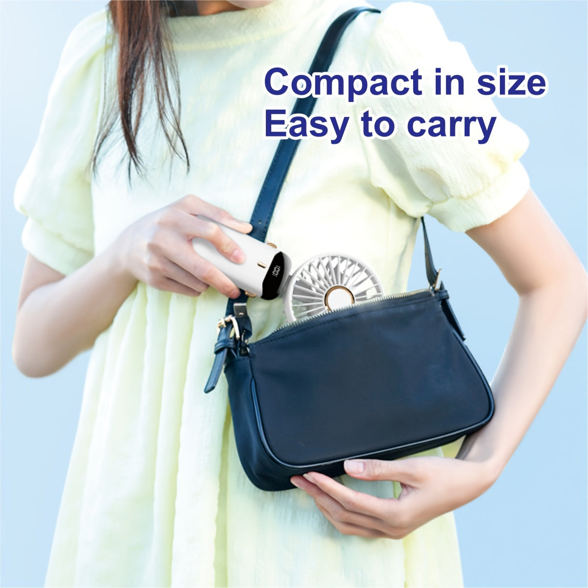 Mini Fan with LED Display, Collapsible Neckband, Rechargeable USB, 5-Speed