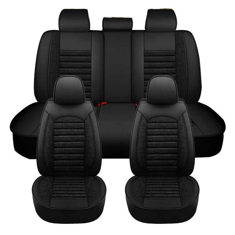 Funda de asiento de coche de cobertura total para todos los vehículos textura de lino duradera transpirable