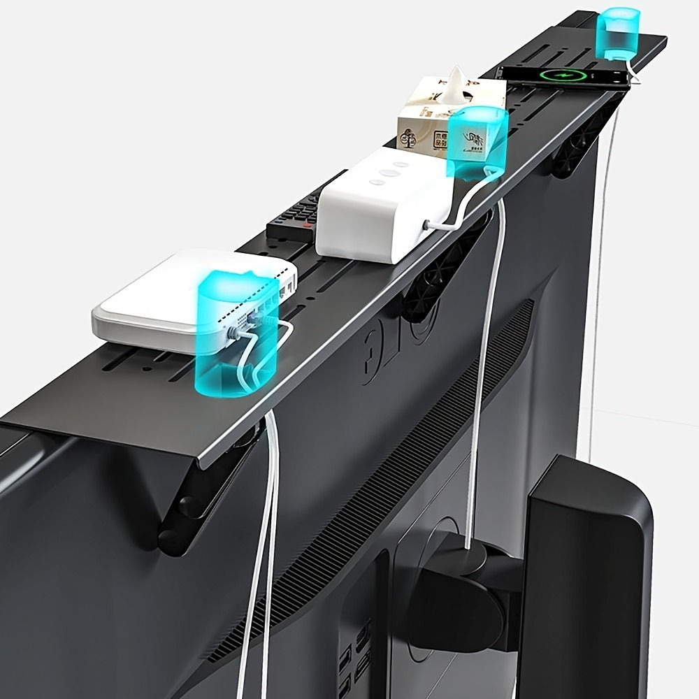 Multimedia Storage Rack with Adjustable Shelves for TV, Monitor, Router