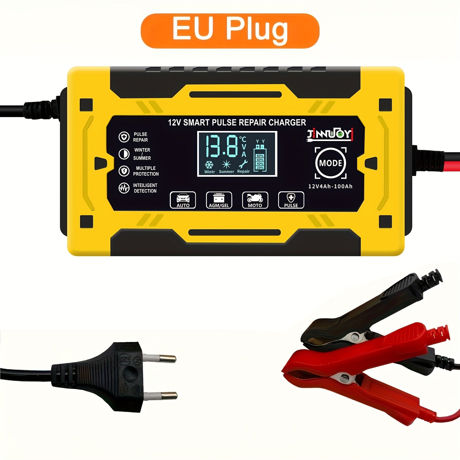 12V 24V 6A avtomatik batareya quvvatlantiruvchi, avtomobil, yuk mashinalari va mototsikl uchun harorat kompensatsiyasi bilan