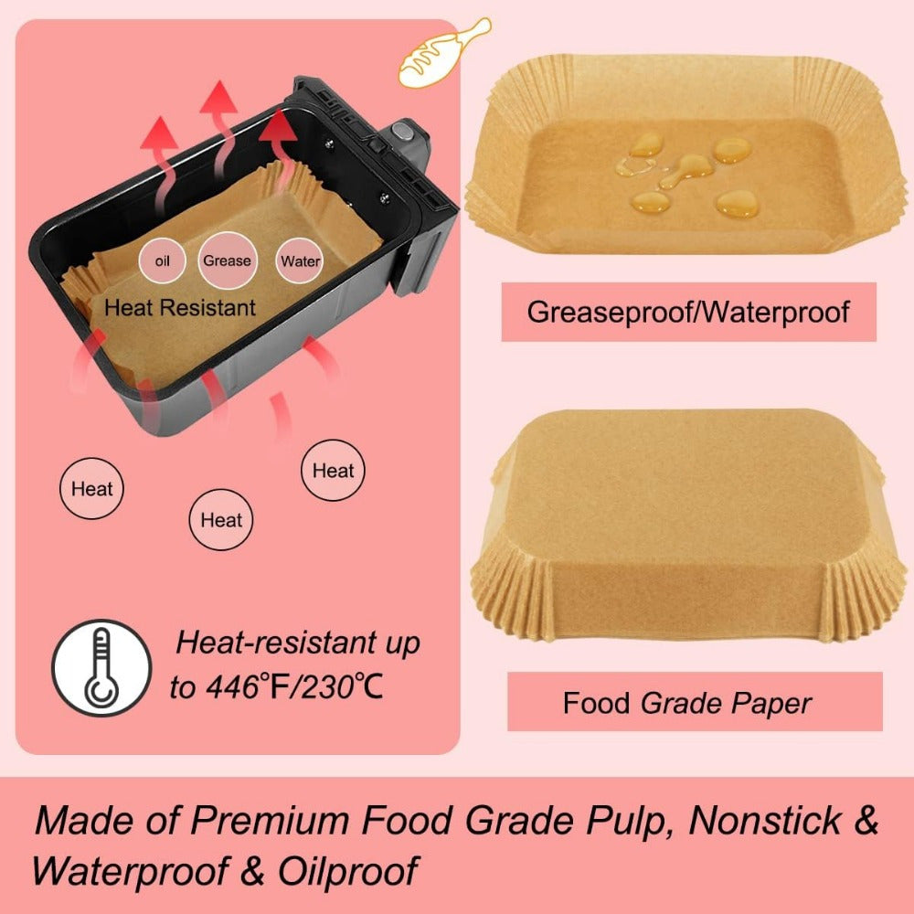 Одноразовые двухзонные подложки для аэрогриля 100 шт. прямоугольные маслостойкие пергаментные листы для выпечки