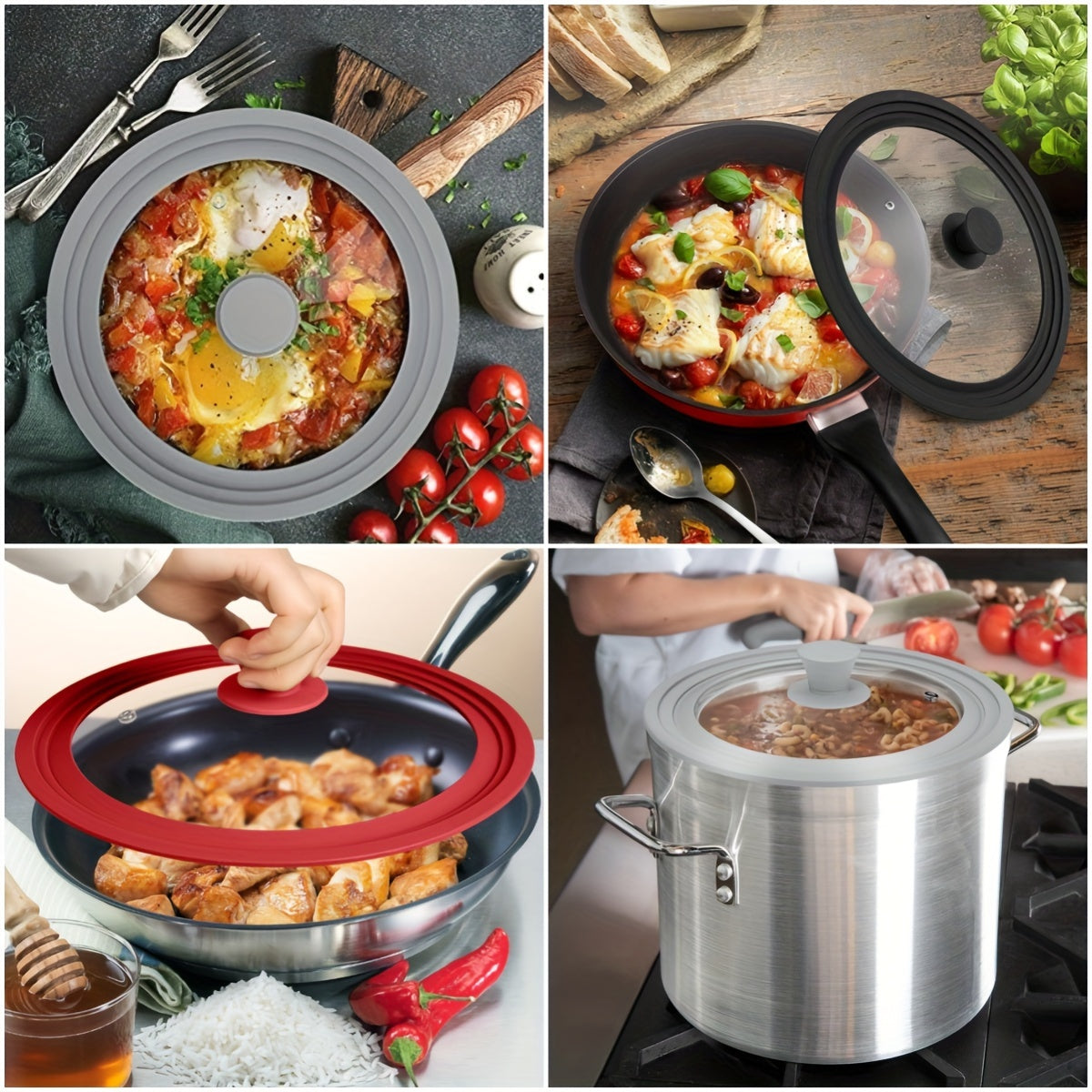 Glass Lid for Pots and Pans with Silicone Rim Dishwasher Safe Multipurpose Cookware Cover