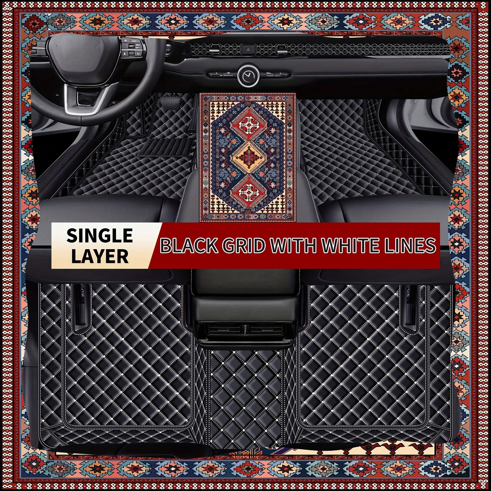 Luxury Faux Leather Car Mat Set for Left-Hand Drive Vehicles Universal Durable Easy to Clean