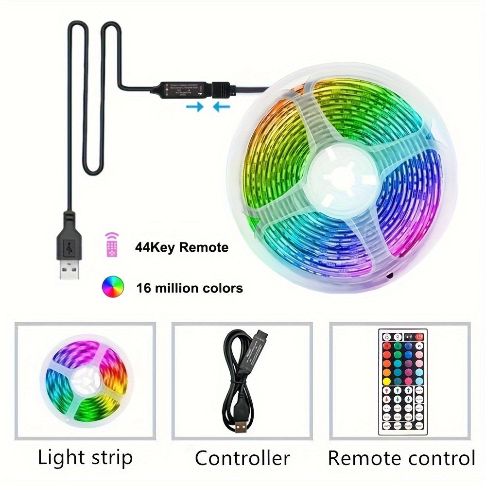 Wireless RGB LED Strip Lights with Infrared Remote Control for Living Room Decoration