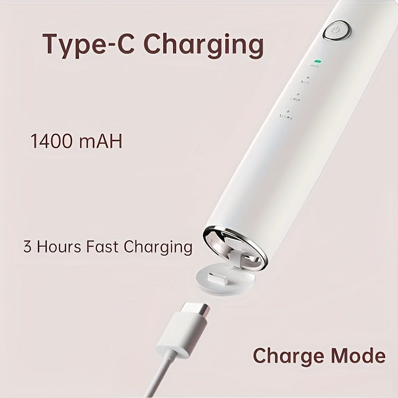 USB Rechargeable Electric Tooth Cleaner with LED Light and Interchangeable Brush Heads