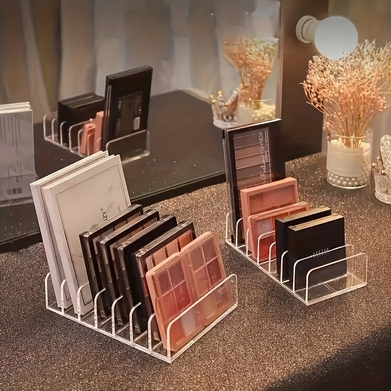 Clear Acrylic Makeup Organizer with 7 Grid Storage for Eyeshadow and Cosmetics