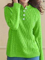 Women's Cozy Cable Knit Sweater Long Sleeve Round Neck Pullover