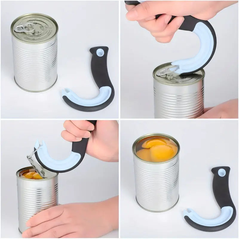Can Opener with Non-Slip Rubber Grip Easy-Open Ring Pull Kitchen Tool