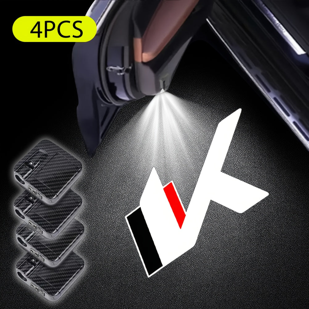 2pcs LED Car Welcome Lights, Battery-Powered, Easy Open Door, Bright Logo