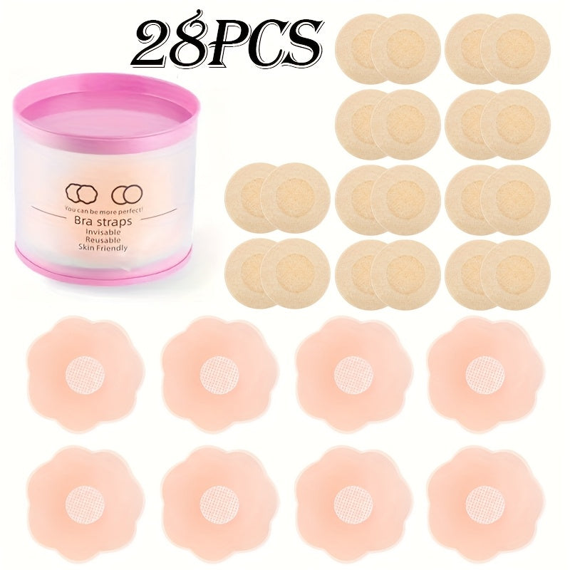 14 Pairs Silicone Nipple Covers Strapless Invisible Self-Adhesive Breast Pasties for Women