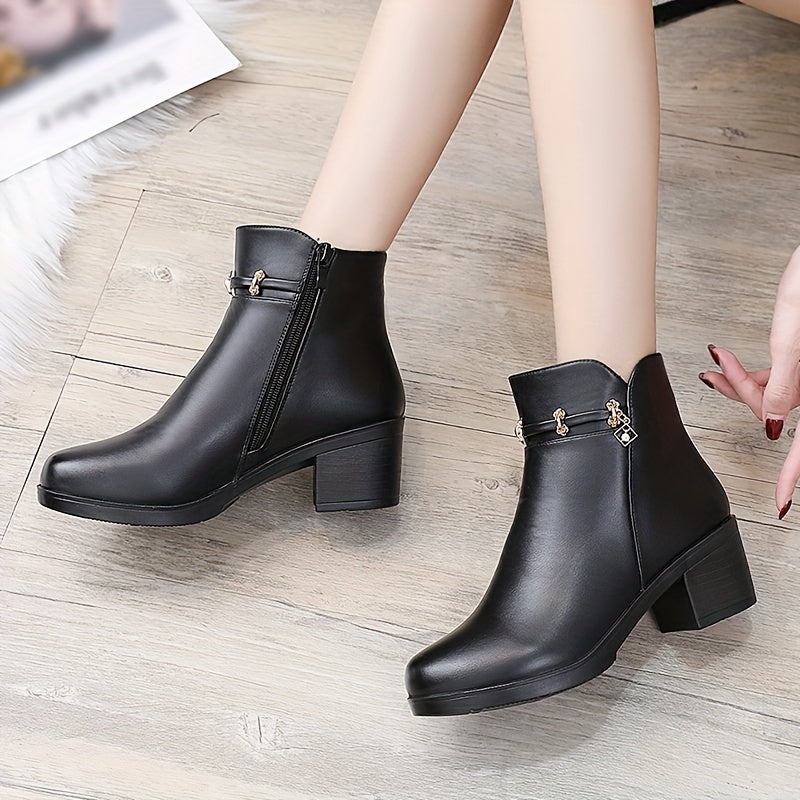 Women's Winter Boots Chelsea Style Non-Slip Cold Weather Shoes Black