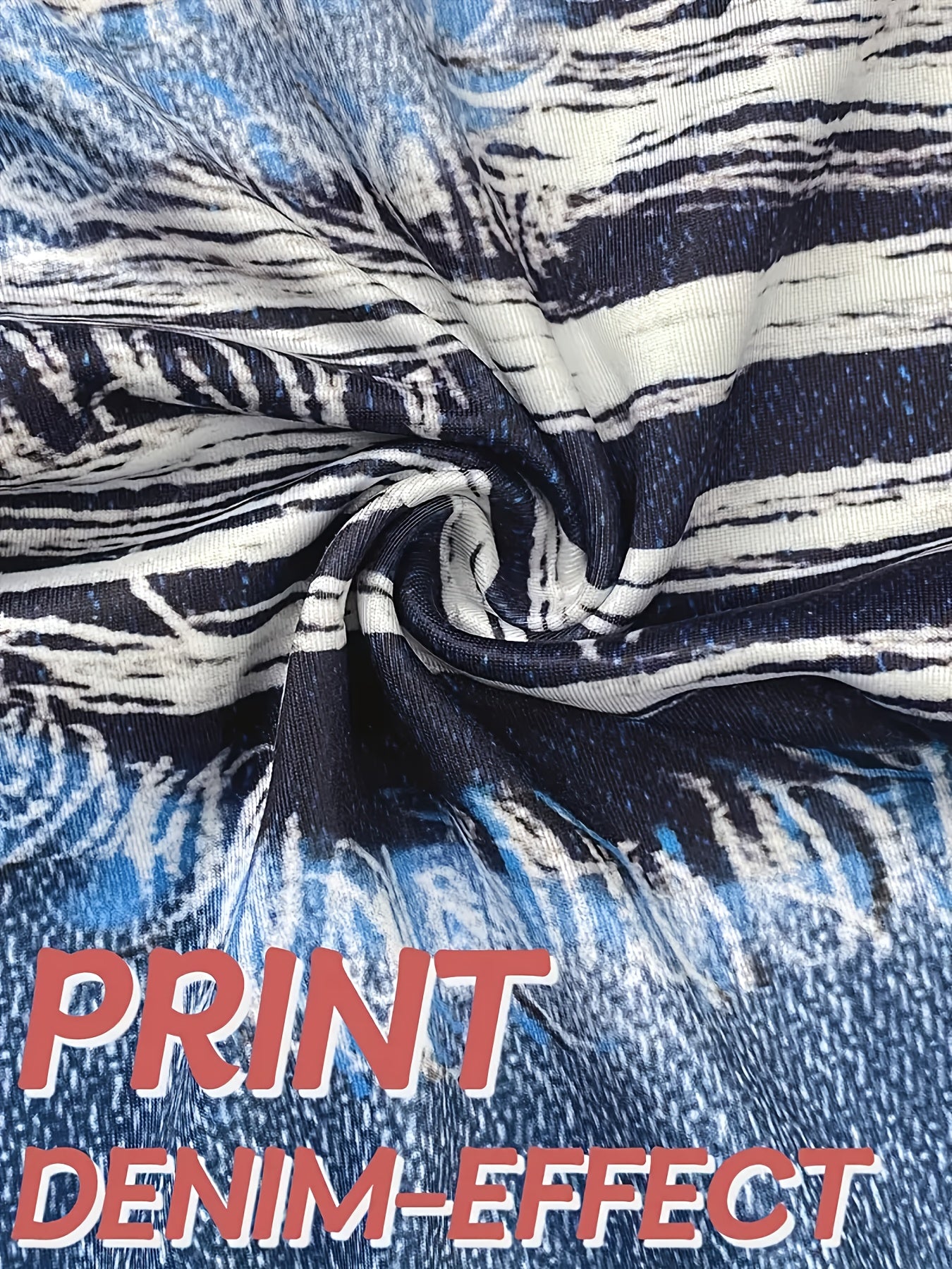 Plus Size Women’s Stretch Capri Leggings Ripped Print High Waist