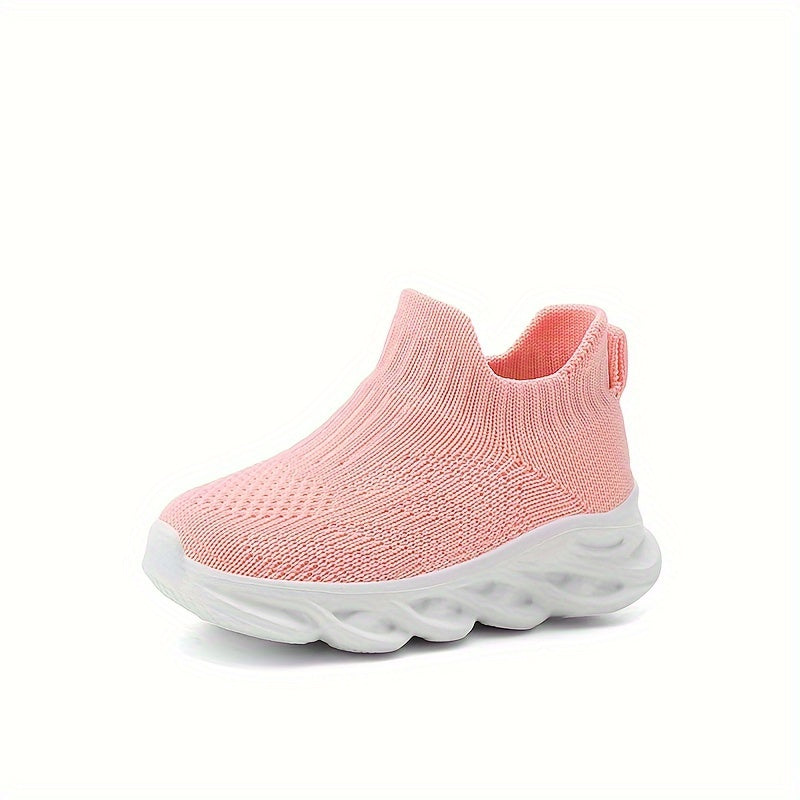 Kids Breathable Slip-On Sneakers with Stretchy Knit Fabric and EVA Sole for Running and Casual Wear