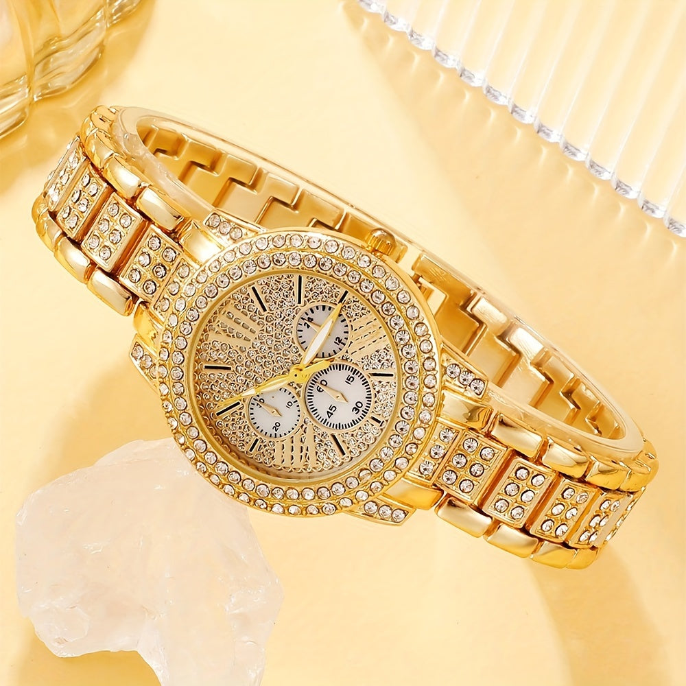 Men's Quartz Watch Set with Chain Bracelet and Necklace Casual Gift Stylish Zinc Alloy