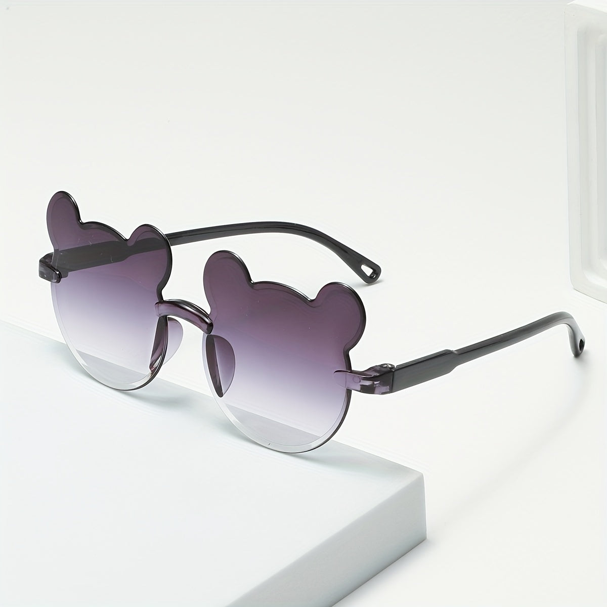 Set of 3 Cartoon Bear Decorative Glasses Frameless Gradient Lenses