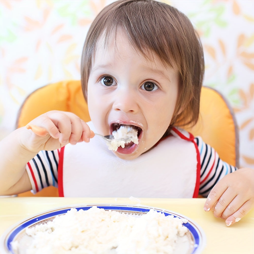 Juego de utensilios de acero inoxidable seguros para niños pequeños con estuche de viaje, cubiertos libres de BPA