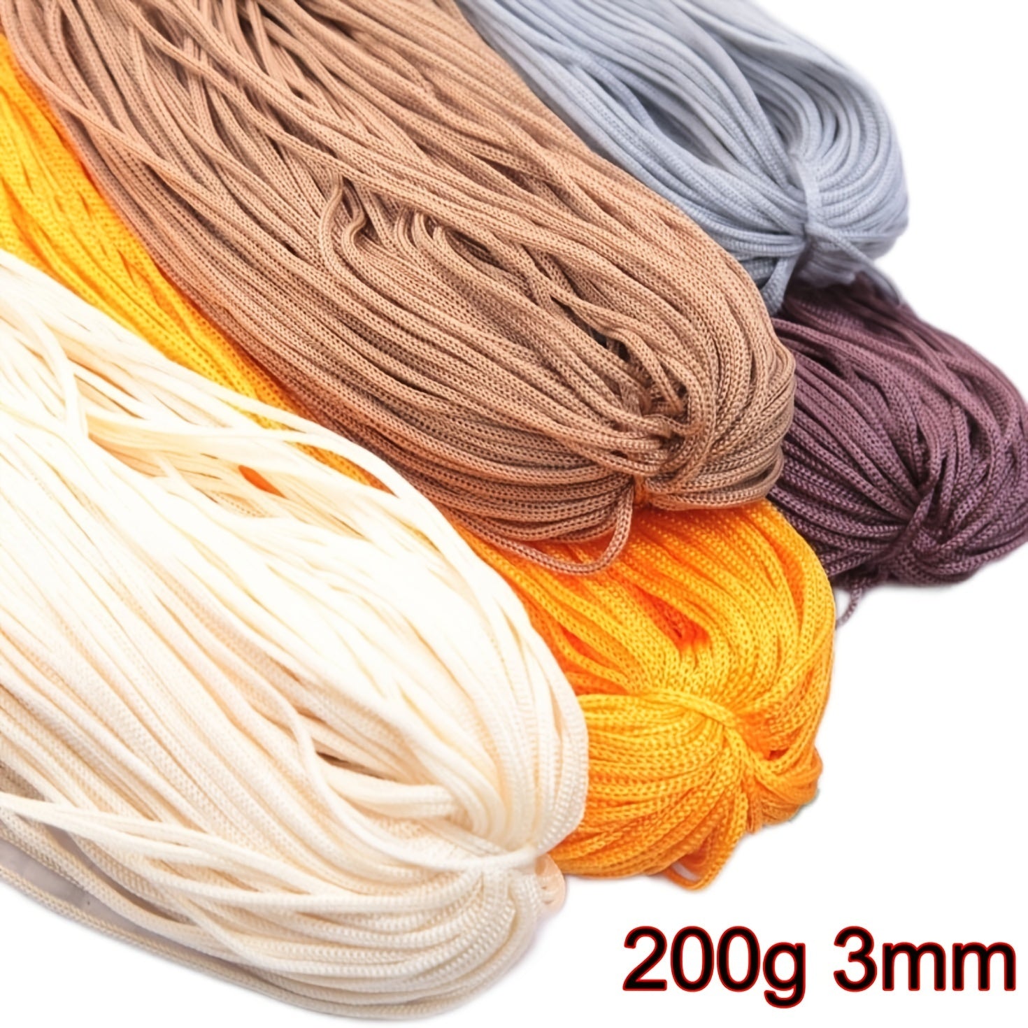 Crocheting Nylon Cord 3mm Hollow Yarn Thread for DIY Bracelets Hats Bags Shoes 200g