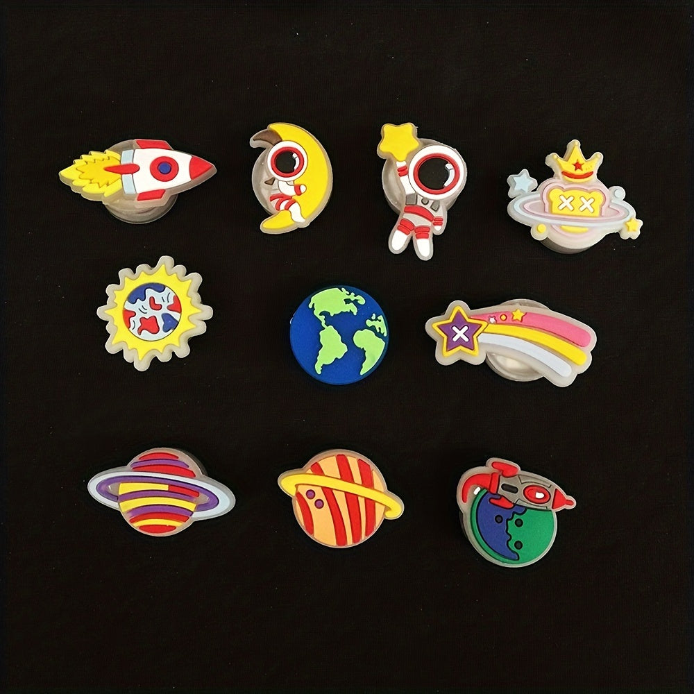 2-Pack Glow-in-The-Dark PVC Astronaut LED Charms for Clogs and Sandals