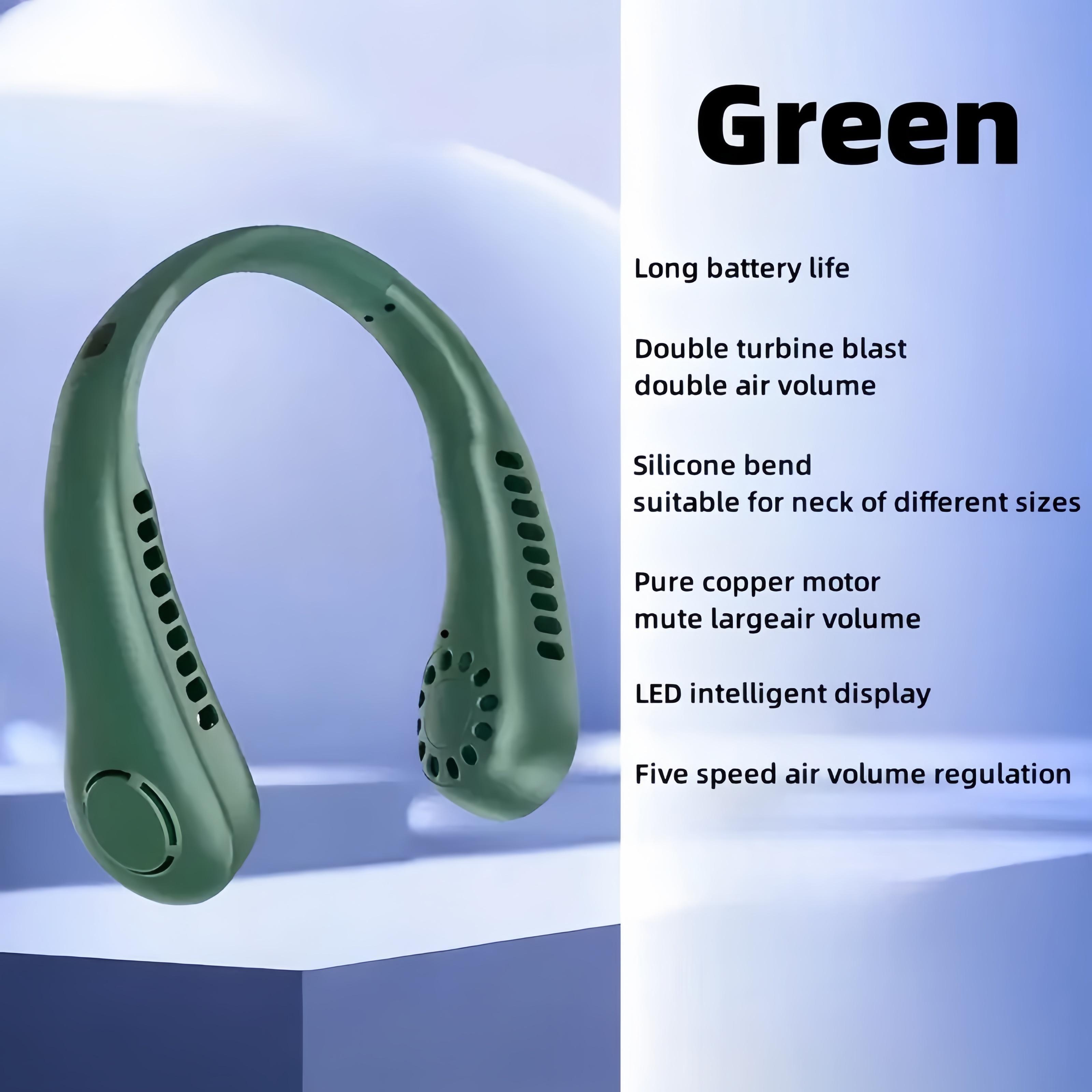 Portable USB Neck Fan Wearable Rechargeable 5-Speed Quiet Cooling Strong Winds