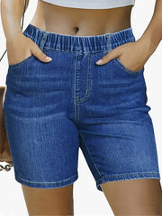 Women's Plus Size High-Waisted Denim Shorts Light Blue Casual Summer