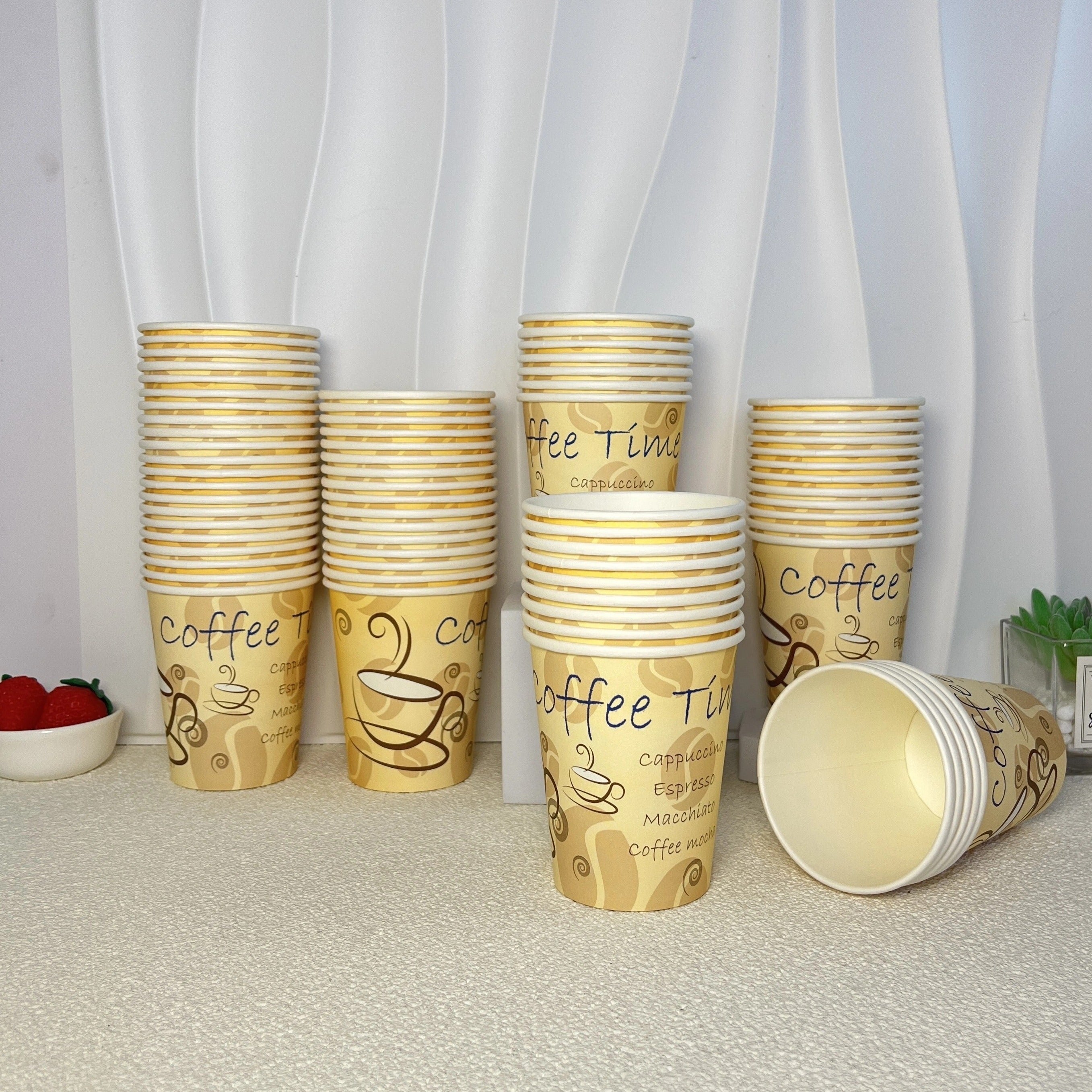 50-100 Disposable 8oz Paper Cups Hot Drink Food-Grade for Coffee Juice Water
