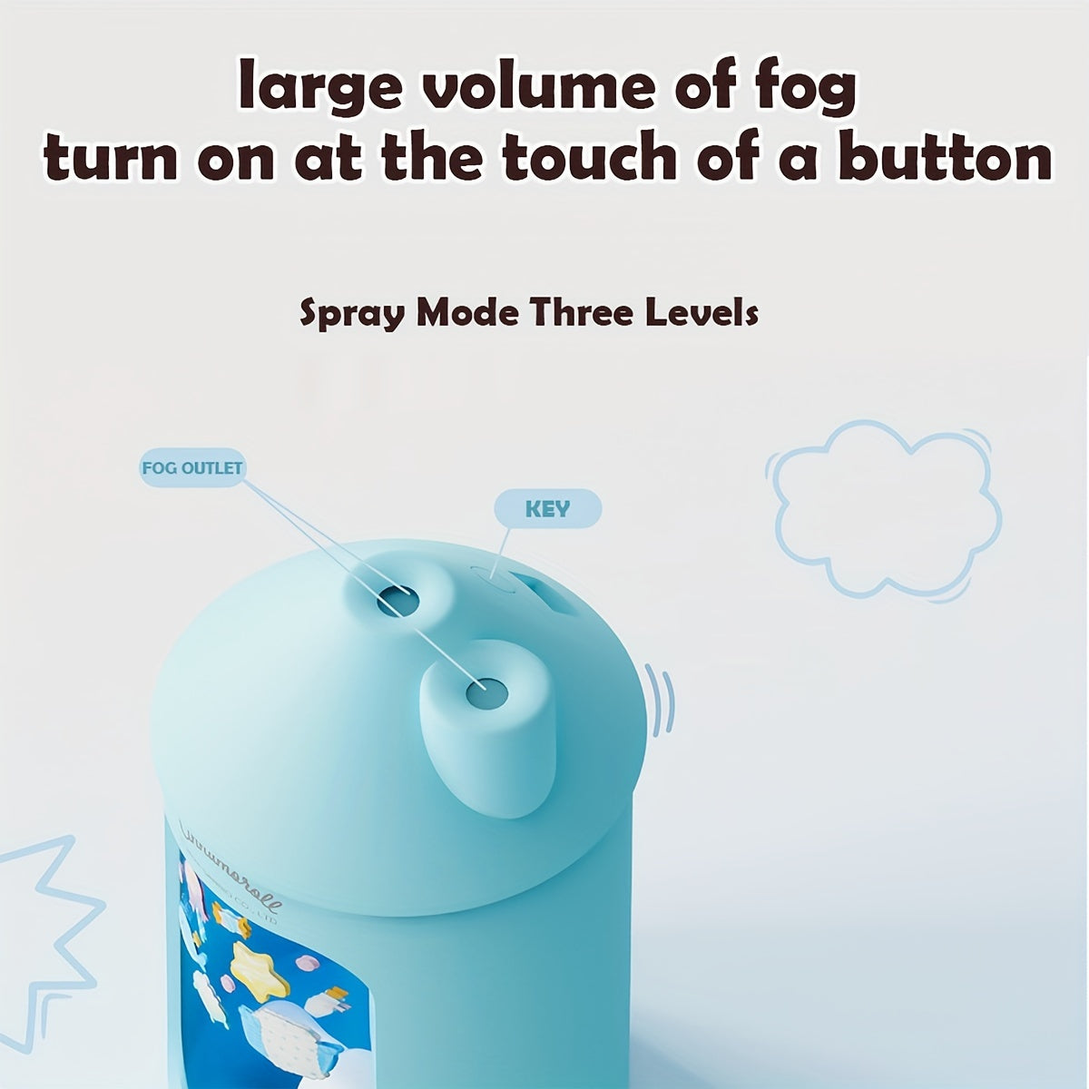 Humidificador de niebla fría con forma de casa para niños, con luz nocturna, 450 ml, azul