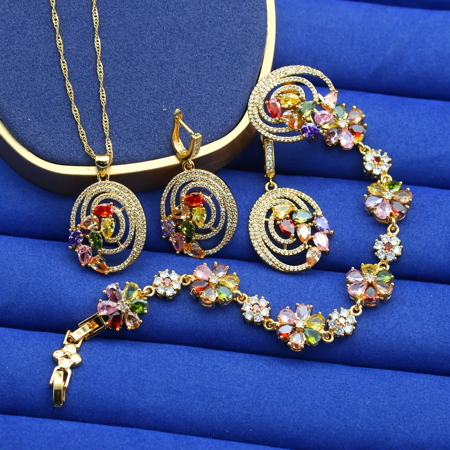 Women’s Cubic Zirconia Jewelry Set for Weddings and Parties