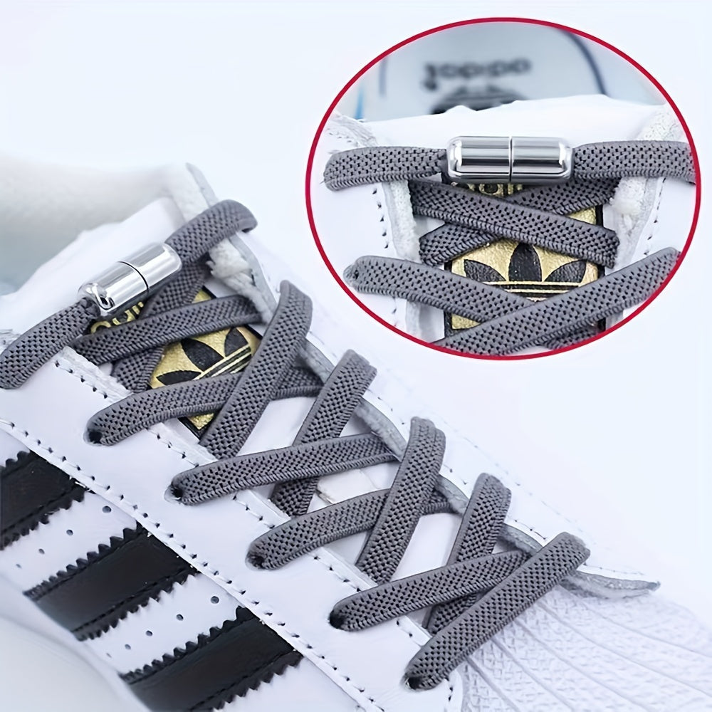 Unisex Elastic Shoe Lace Buckles Reusable Gold Lock No-Tie Accessories