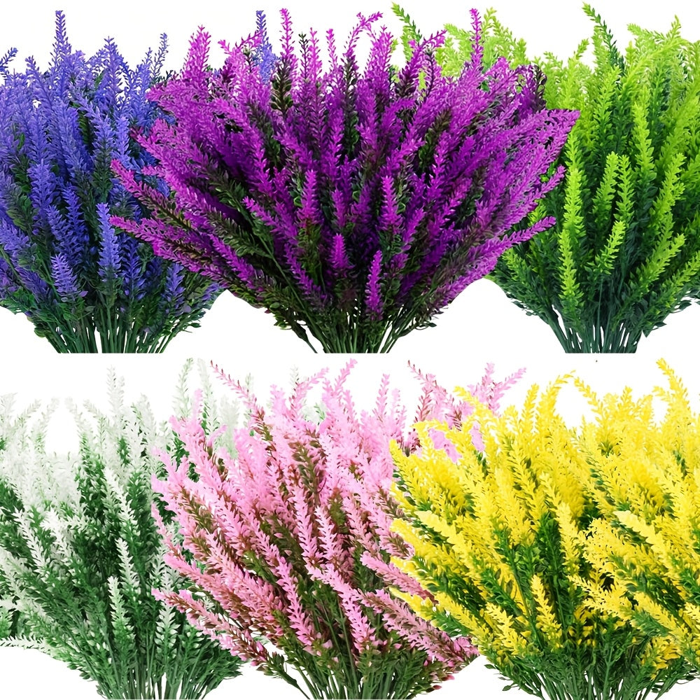 Artificial Lavender Flowers 8 Bundles UV-Resistant Outdoor Decoration