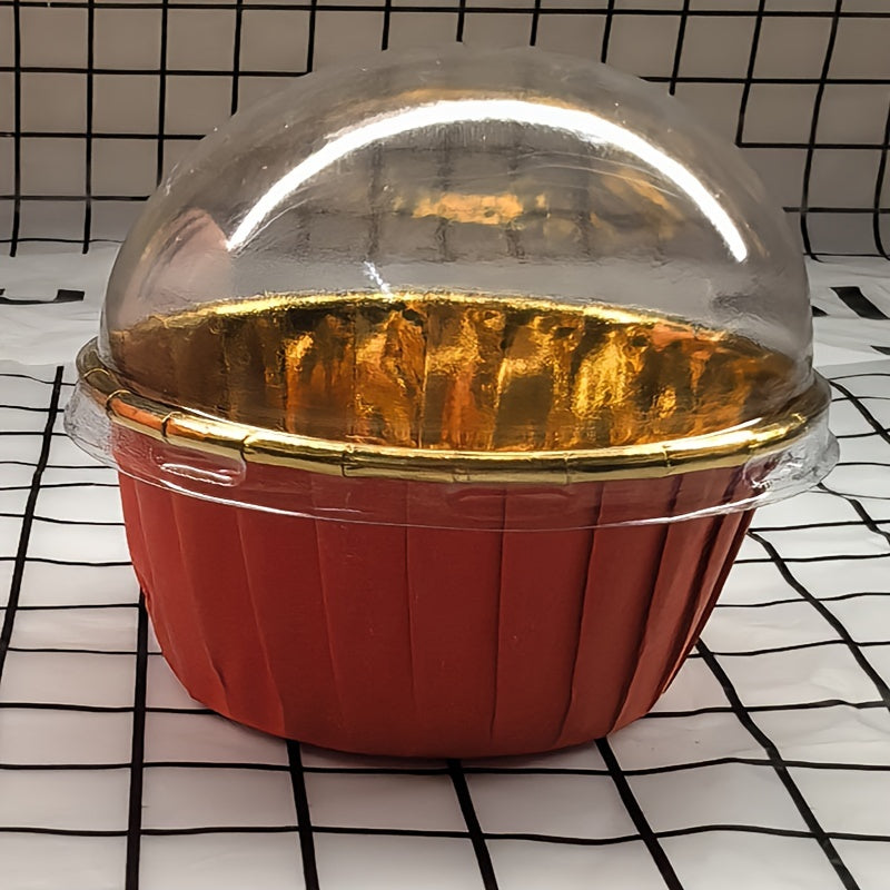 50 штук термостойких бумажных форм для кексов с крышками для выпекания кексов и маффинов