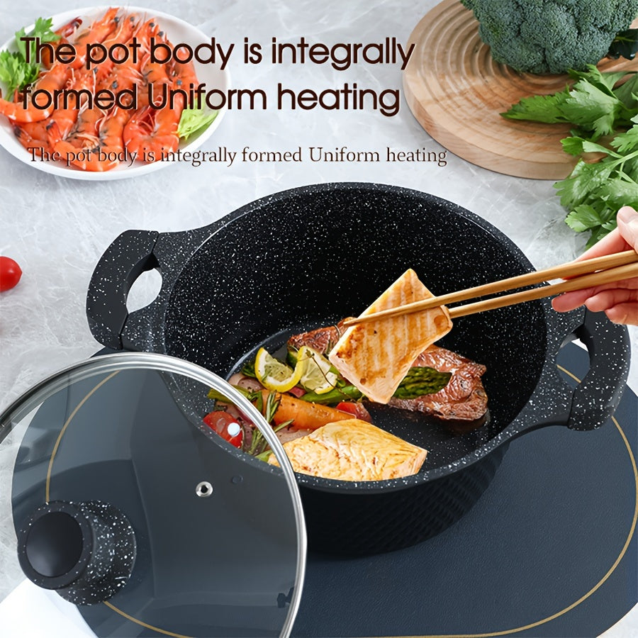 Enamel Non-Stick Cookware Set with Maifan Stone Aluminum Pots and Pans for Stewing Frying